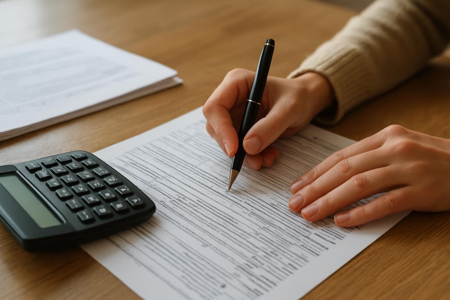 Hands completing tax paperwork for forgiven credit card debt reported on a 1099-C