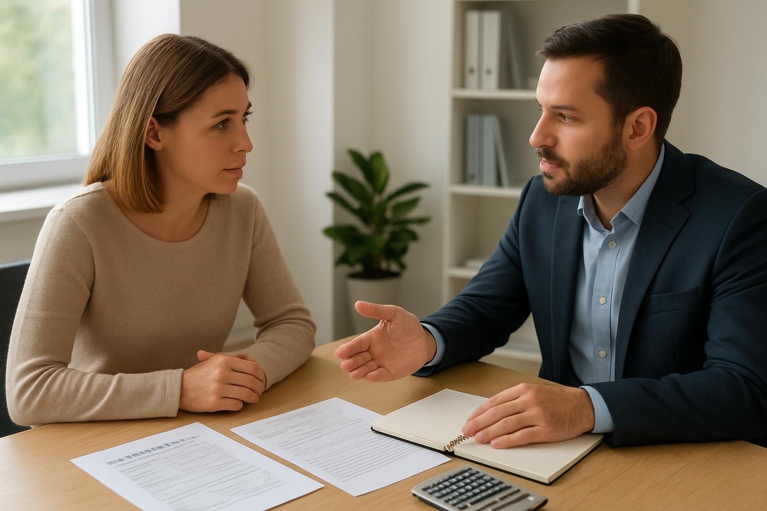 Consultant explaining how debt settlement works to a client