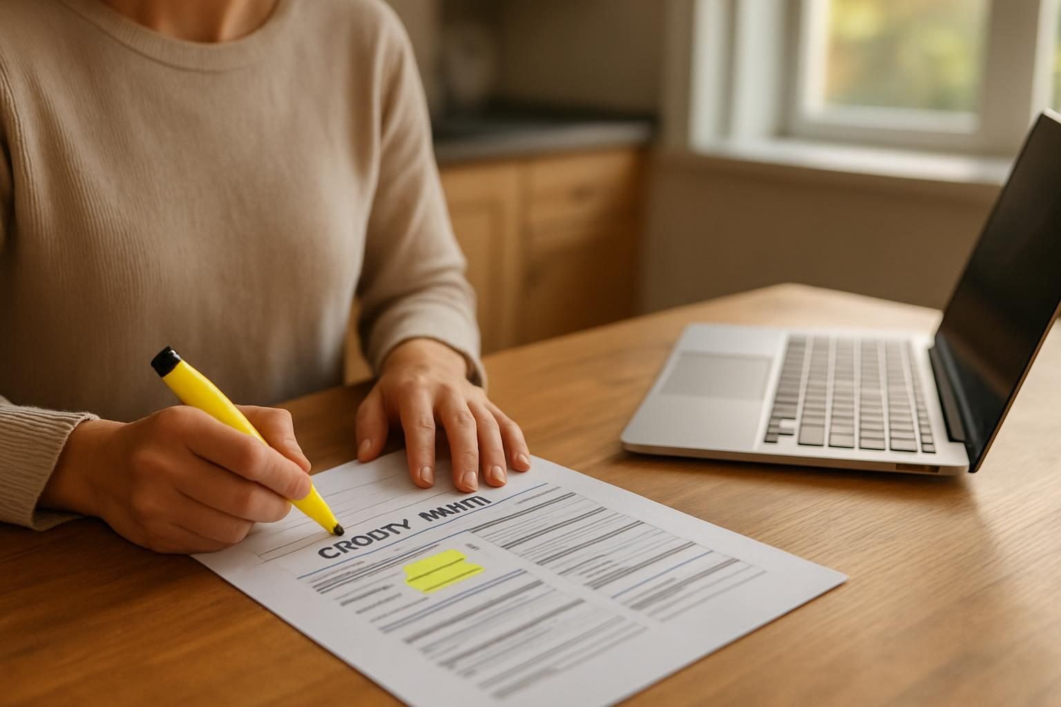 Person reviewing a credit report to remove collections from their credit report