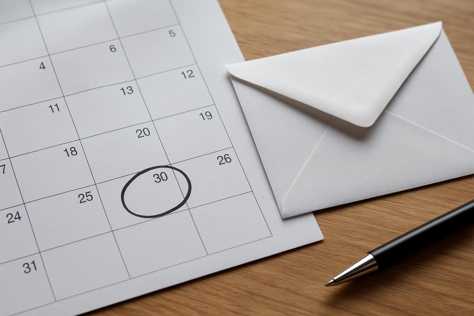 Calendar marking the 30-day window to send a debt validation letter