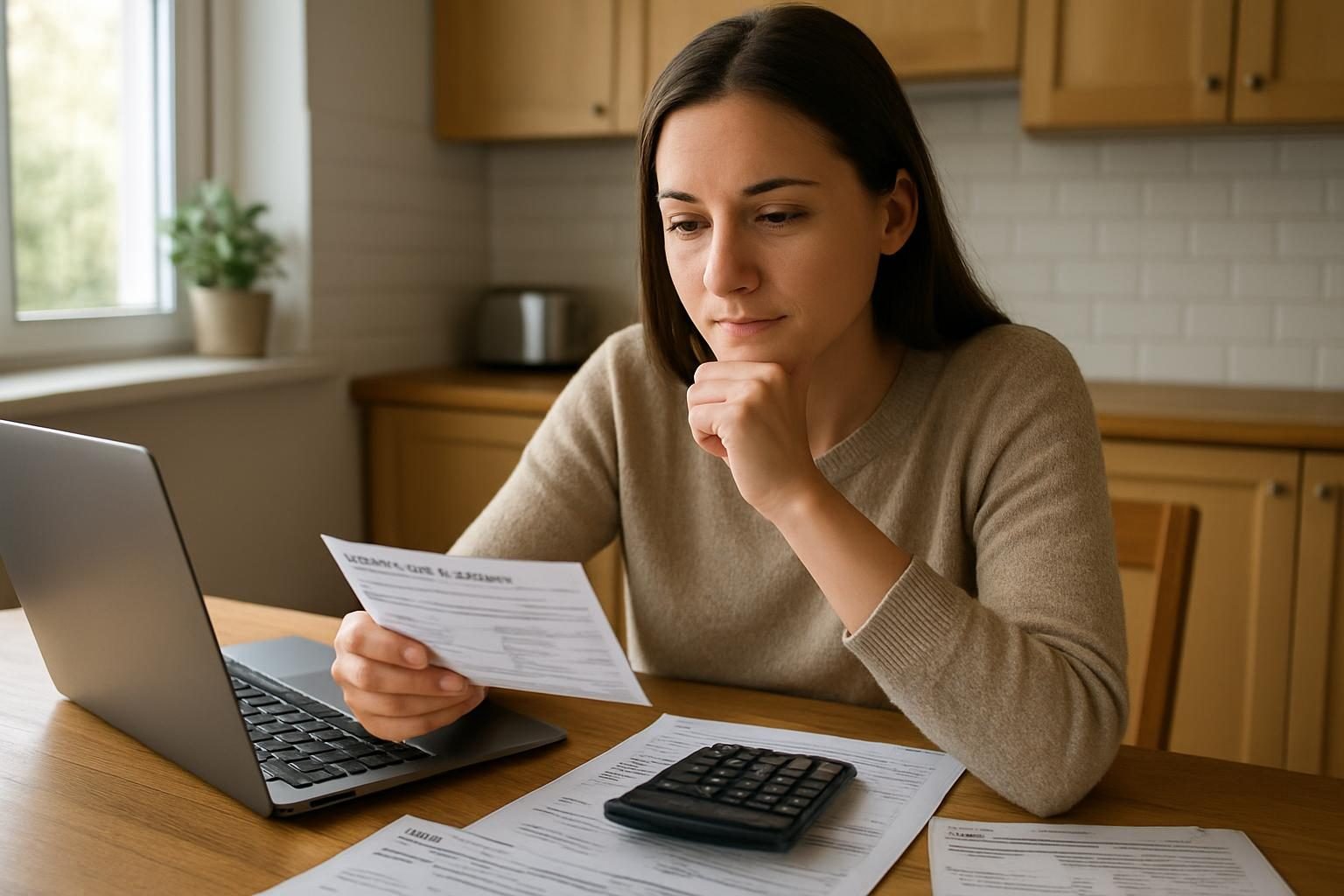 Person reviewing credit card statements to plan how to pay off $20,000 in credit card debt